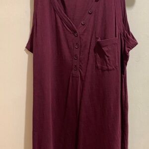 LOFT Burgundy Tank Top w/ Buttons-Size M